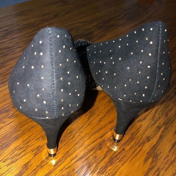 Apt. 9 Hour Hand Black with Gold Stone Studs High Heels Size 7.5 - Picture 12 of 13